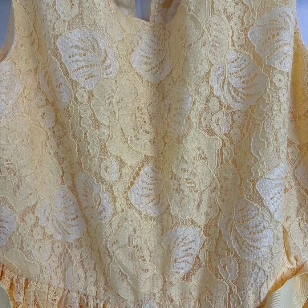 The Childrens Place Girls Yellow Lace Dress Size 14 Sleeveless Easter Party - Picture 2 of 6